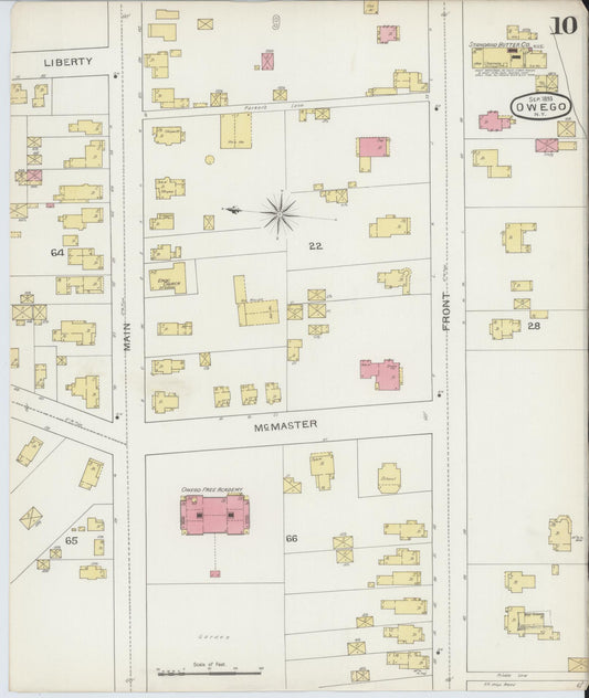 Sanborn Fire Insurance Map from Owego, Tioga County, New York (1893), Sheet #0010 - Historic Sanborn Fire Insurance Map Print, vintage old map wall art, antique decor, genealogy gift, New York New York map