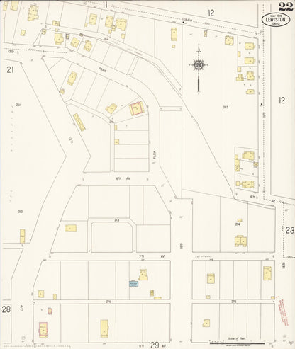 Sanborn Fire Insurance Map from Lewiston, Nez Perce County, Idaho (1918), Sheet #0022 - Complete Map Set gallery image, historic Sanborn map, vintage wall art, Idaho Idaho