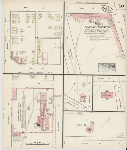 Sanborn Fire Insurance Map from Macon, Bibb and Jones County, Georgia (1884), Sheet #0010 - Complete Map Set gallery image, historic Sanborn map, vintage wall art, Georgia Georgia