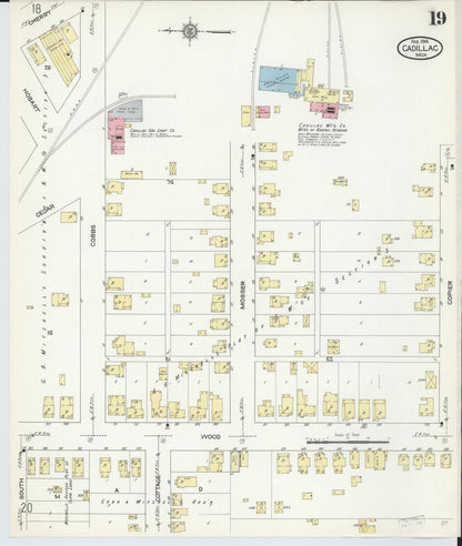 Sanborn Fire Insurance Map from Cadillac, Wexford County, Michigan (1914), Sheet #0019 - Complete Map Set gallery image, historic Sanborn map, vintage wall art, Michigan Michigan