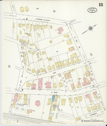 Sanborn Fire Insurance Map from Paris, Bourbon County, Kentucky (1912), Sheet #0018 - Complete Map Set gallery image, historic Sanborn map, vintage wall art, Kentucky Kentucky
