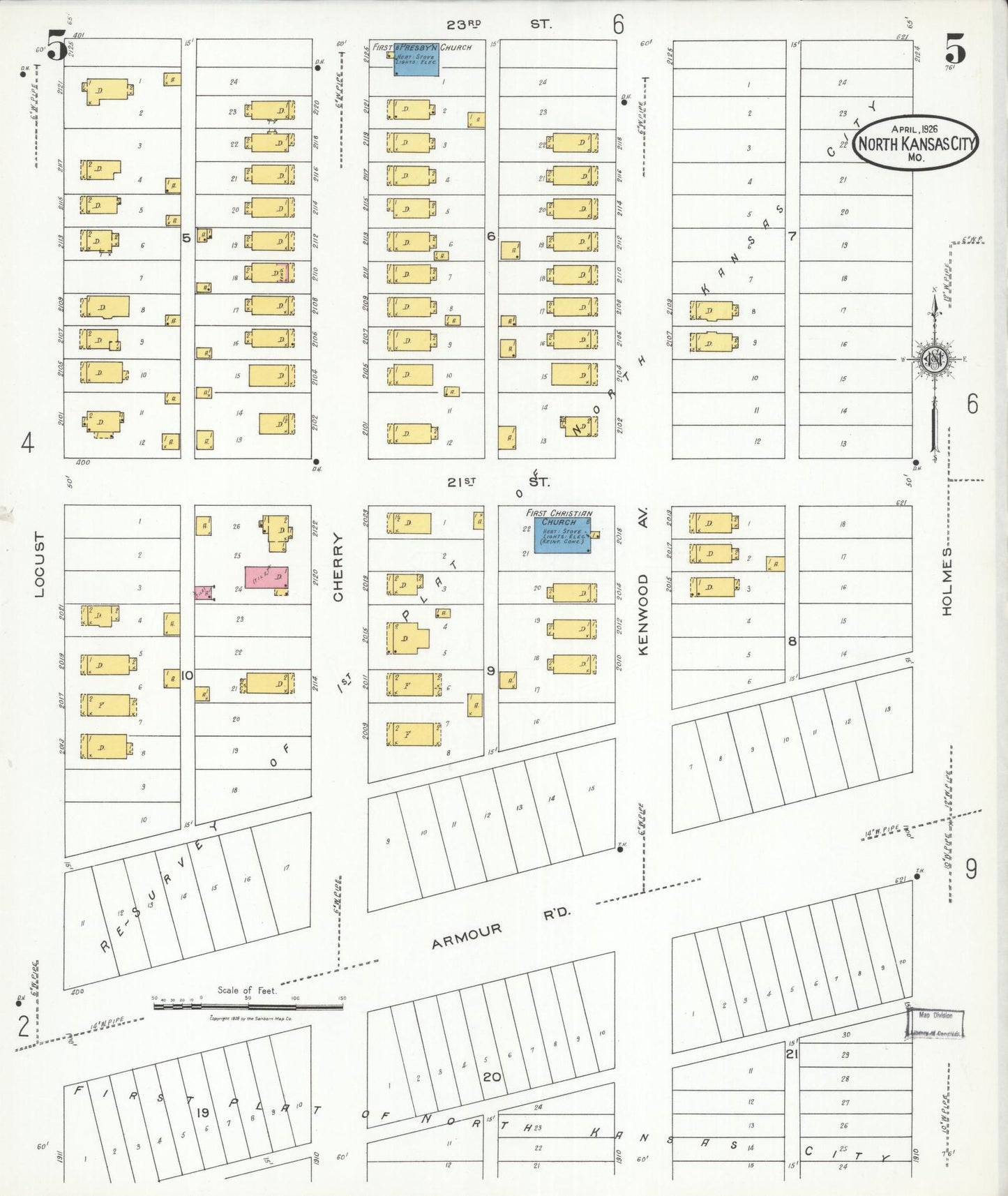 Sanborn Fire Insurance Map from North Kansas City, Clay County, Missouri (1926), Sheet #0005 - Complete Map Set gallery image, historic Sanborn map, vintage wall art, Kansas Kansas