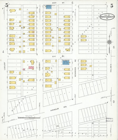 Sanborn Fire Insurance Map from North Kansas City, Clay County, Missouri (1926), Sheet #0005 - Complete Map Set gallery image, historic Sanborn map, vintage wall art, Kansas Kansas
