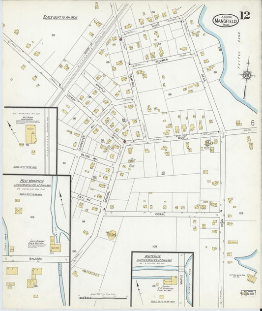 Sanborn Fire Insurance Map from Mansfield, Bristol County, Massachusetts (1916), Sheet #0012 - Historic Sanborn Fire Insurance Map Print, vintage old map wall art, antique decor, genealogy gift, Massachusetts Massachusetts map