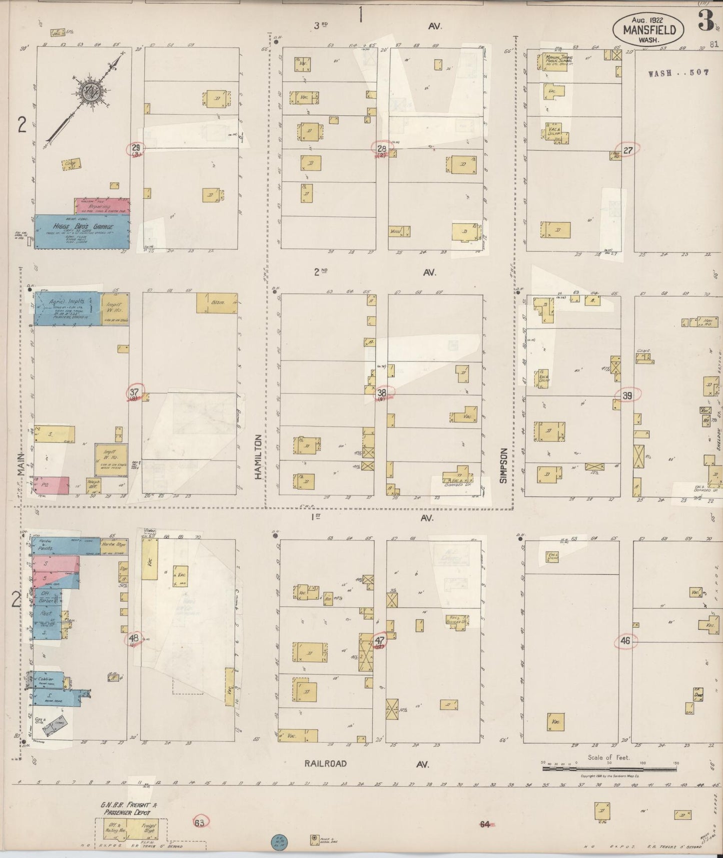 Sanborn Fire Insurance Map from Mansfield, Douglas County, Washington (1931), Sheet #0003 - Historic Sanborn Fire Insurance Map Print, vintage old map wall art, antique decor, genealogy gift, Washington Washington map