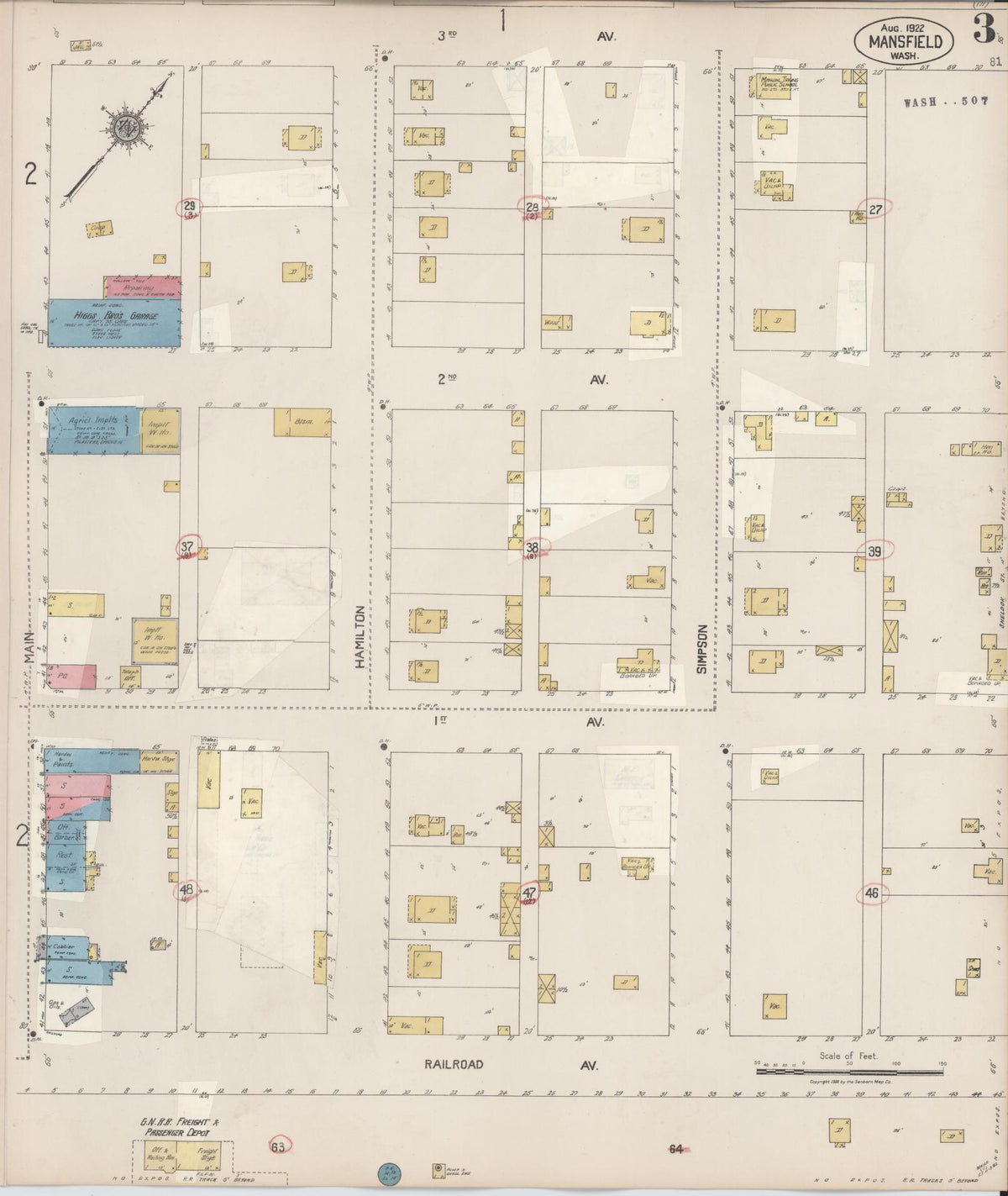 Sanborn Fire Insurance Map from Mansfield, Douglas County, Washington (1931), Sheet #0003 - Historic Sanborn Fire Insurance Map Print, vintage old map wall art, antique decor, genealogy gift, Washington Washington map