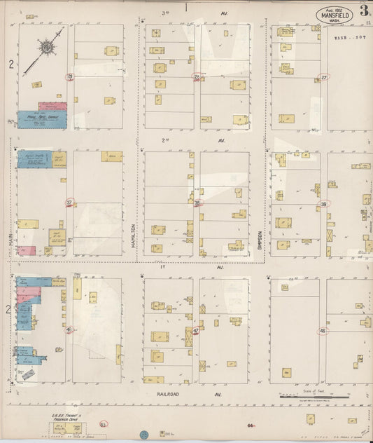 Sanborn Fire Insurance Map from Mansfield, Douglas County, Washington (1931), Sheet #0003 - Historic Sanborn Fire Insurance Map Print, vintage old map wall art, antique decor, genealogy gift, Washington Washington map