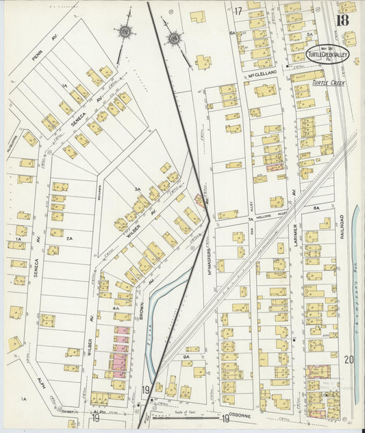 Sanborn Fire Insurance Map from Turtle Creek Valley, Allegheny County, Pennsylvania (1911), Sheet #0018 - Historic Sanborn Fire Insurance Map Print, vintage old map wall art, antique decor, genealogy gift, Pennsylvania Pennsylvania map