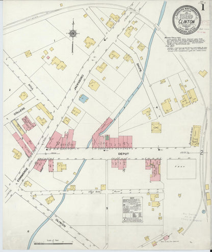 Sanborn Fire Insurance Map from Clinton, Anderson County, Tennessee (1910), Sheet #0001 - Complete Map Set gallery image, historic Sanborn map, vintage wall art, Tennessee Tennessee
