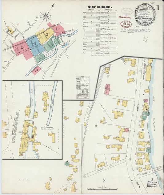 Sanborn Fire Insurance Map from Great Barrington, Berkshire County, Massachusetts (1898), Sheet #0001 - Complete Map Set gallery image, historic Sanborn map, vintage wall art, Massachusetts Massachusetts