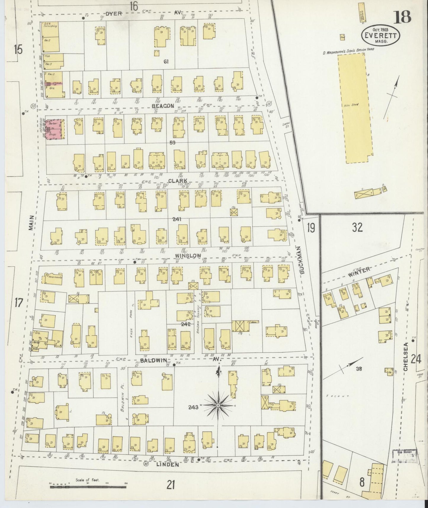 Sanborn Fire Insurance Map from Everett, Middlesex County, Massachusetts (1903), Sheet #0018 - Complete Map Set gallery image, historic Sanborn map, vintage wall art, Massachusetts Massachusetts