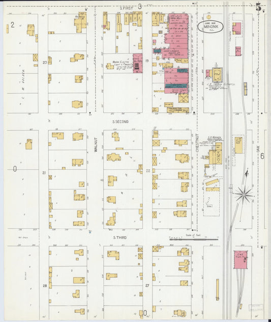 Sanborn Fire Insurance Map from Minonk, Woodford County, Illinois (1906), Sheet #0005 - Historic Sanborn Fire Insurance Map Print, vintage old map wall art, antique decor, genealogy gift, Illinois Illinois map