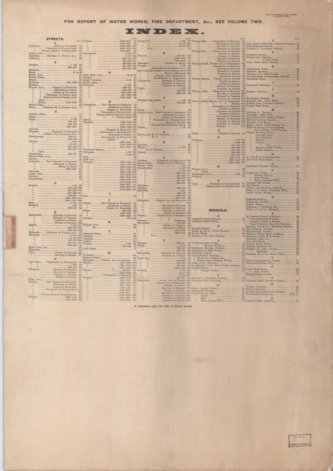 Sanborn Fire Insurance Map from San Francisco, San Francisco County, California (1887), Sheet #0001 - Complete Map Set gallery image, historic Sanborn map, vintage wall art, California California