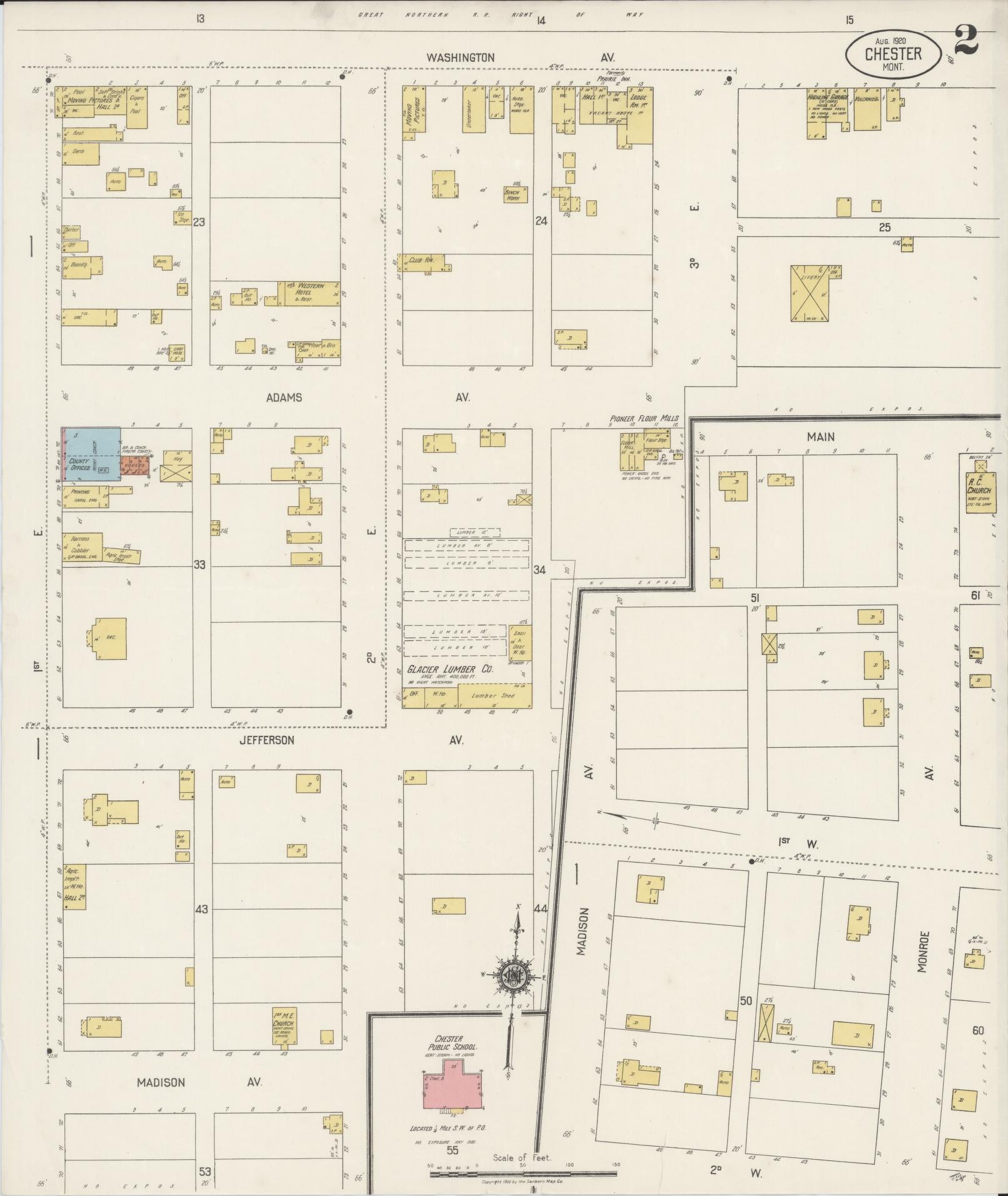 Sanborn Fire Insurance Map from Chester, Liberty County, Montana (1920), Sheet #0002 - Historic Sanborn Fire Insurance Map Print, vintage old map wall art, antique decor, genealogy gift, Montana Montana map