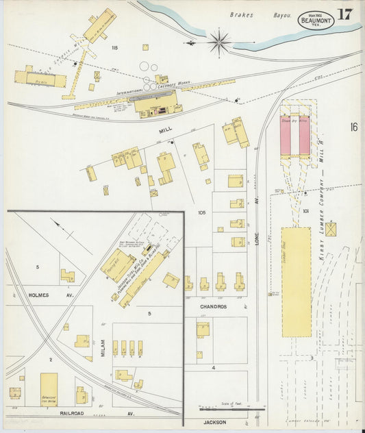 Sanborn Fire Insurance Map from Beaumont, Jefferson County, Texas (1902), Sheet #0017 - Historic Sanborn Fire Insurance Map Print, vintage old map wall art, antique decor, genealogy gift, Texas Texas map