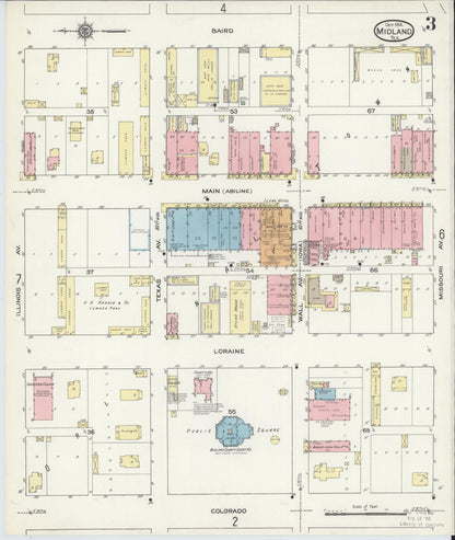 Sanborn Fire Insurance Map from Midland, Midland County, Texas (1914), Sheet #0003 - Complete Map Set gallery image, historic Sanborn map, vintage wall art, Texas Texas