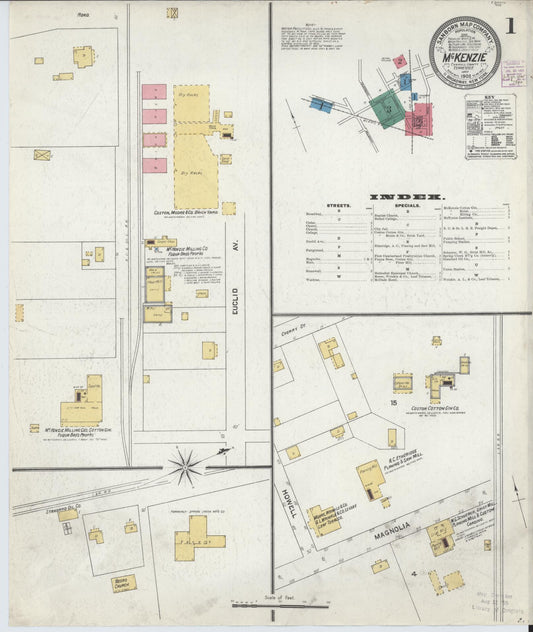 Sanborn Fire Insurance Map from McKenzie, Carroll County, Tennessee (1905), Sheet #0001 - Historic Sanborn Fire Insurance Map Print, vintage old map wall art, antique decor, genealogy gift, Tennessee Tennessee map