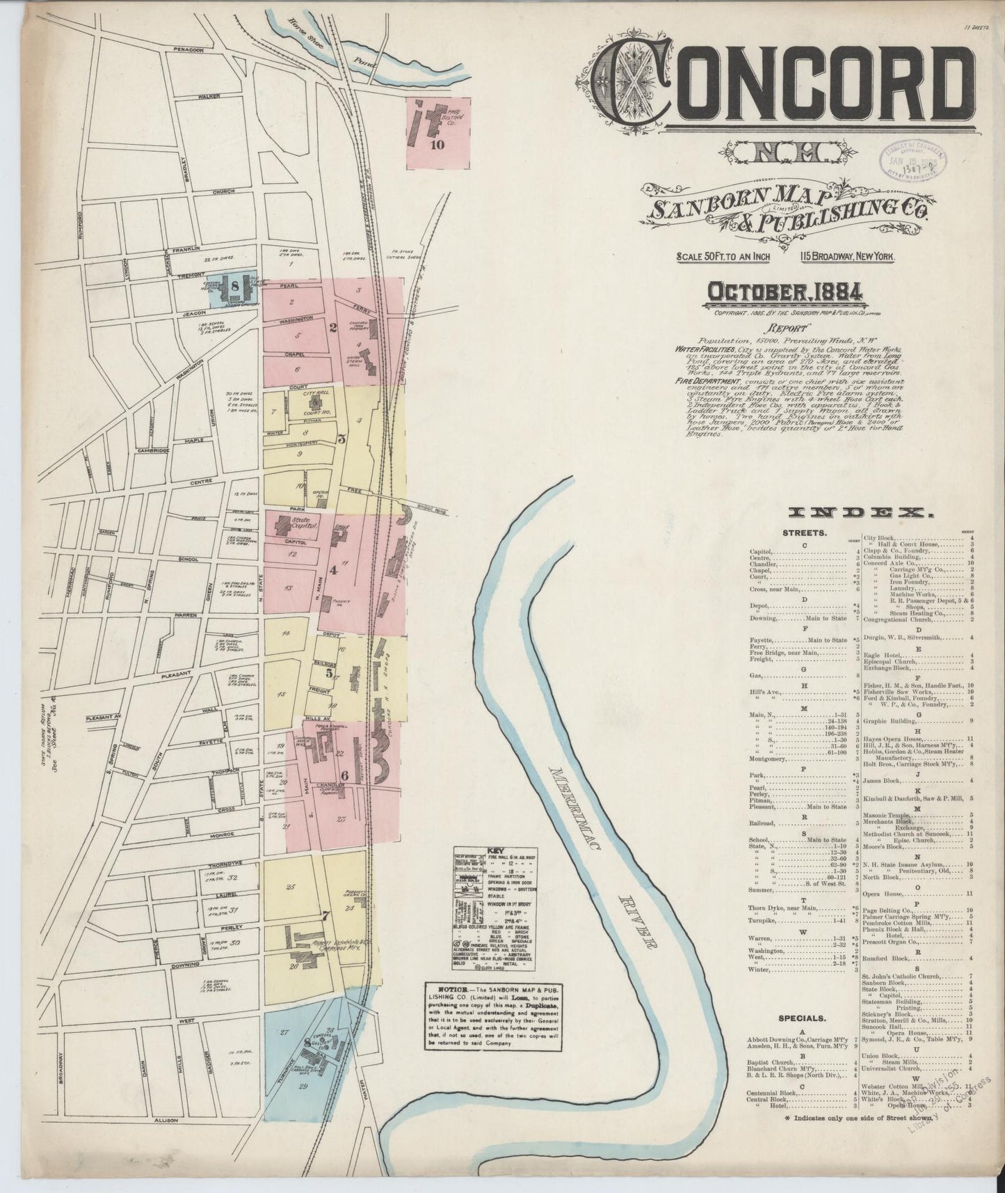 Sanborn Fire Insurance Map from Concord, Merrimack County, New Hampshire. (1884) – Historic Sanborn Fire Insurance Map Print