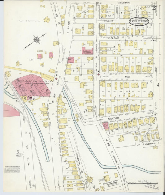 Sanborn Fire Insurance Map from East Liverpool, Columbiana County, Ohio (1913), Sheet #0002 - Historic Sanborn Fire Insurance Map Print, vintage old map wall art, antique decor, genealogy gift, Ohio Ohio map