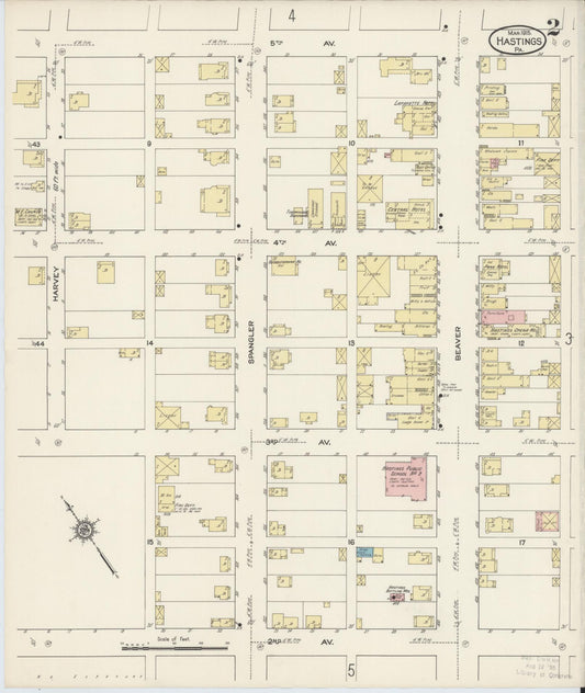 Sanborn Fire Insurance Map from Hastings, Cambria County, Pennsylvania (1915), Sheet #0002 - Historic Sanborn Fire Insurance Map Print, vintage old map wall art, antique decor, genealogy gift, Pennsylvania Pennsylvania map