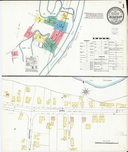 Sanborn Fire Insurance Map from Windsor, Windsor County, Vermont (1906), Sheet #0001 - Complete Map Set gallery image, historic Sanborn map, vintage wall art, Vermont Vermont