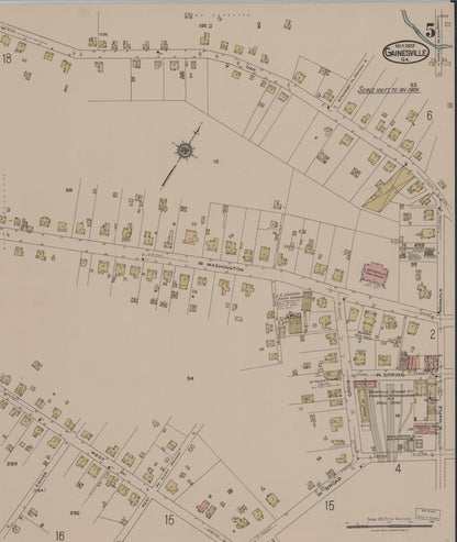 Sanborn Fire Insurance Map from Gainesville, Hall County, Georgia (1922), Sheet #0005 - Complete Map Set gallery image, historic Sanborn map, vintage wall art, Georgia Georgia