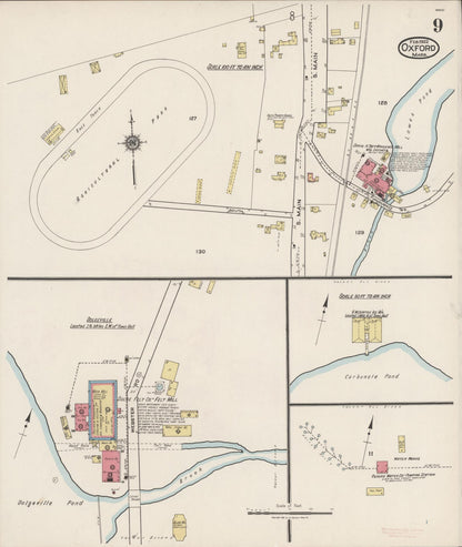 Sanborn Fire Insurance Map from Oxford, Worcester County, Massachusetts (1922), Sheet #0009 - Complete Map Set gallery image, historic Sanborn map, vintage wall art, Massachusetts Massachusetts