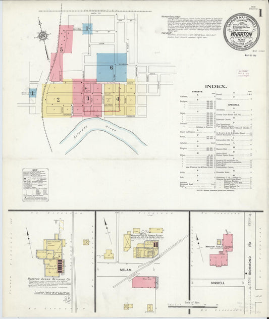 Sanborn Fire Insurance Map from Wharton, Wharton County, Texas (1912), Sheet #0002 - Historic Sanborn Fire Insurance Map Print, vintage old map wall art, antique decor, genealogy gift, Texas Texas map