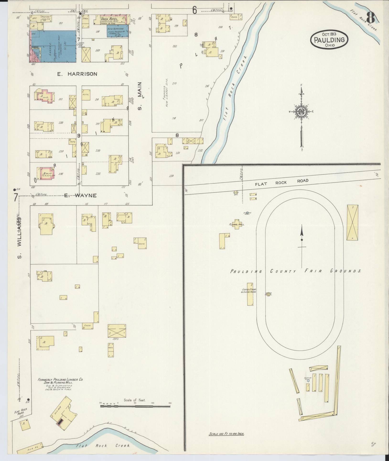 Sanborn Fire Insurance Map from Paulding, Paulding County, Ohio (1913), Sheet #0008 - Complete Map Set gallery image, historic Sanborn map, vintage wall art, Ohio Ohio