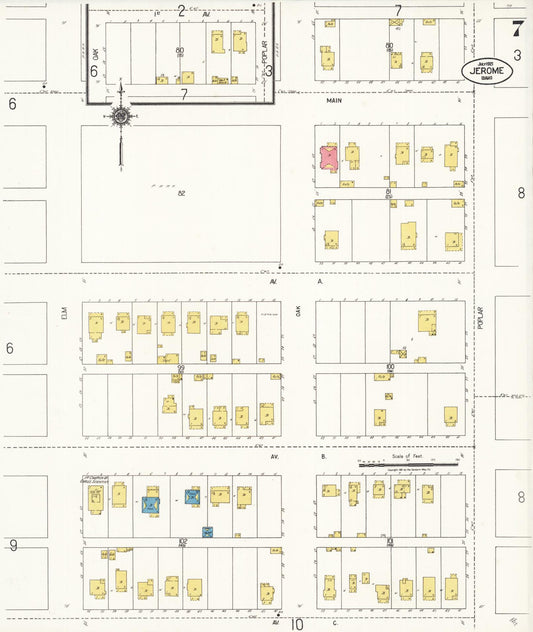 Sanborn Fire Insurance Map from Jerome, Jerome County, Idaho (1921), Sheet #0007 - Historic Sanborn Fire Insurance Map Print, vintage old map wall art, antique decor, genealogy gift, Idaho Idaho map