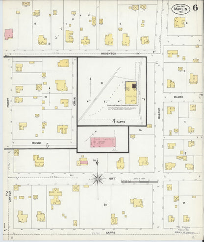 Sanborn Fire Insurance Map from Marlin, Falls County, Texas (1903), Sheet #0006 - Historic Sanborn Fire Insurance Map Print, vintage old map wall art, antique decor, genealogy gift, Texas Texas map