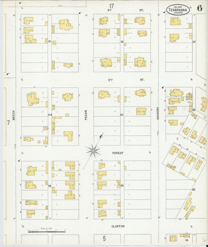 Sanborn Fire Insurance Map from Texarkana, Bowie County, Texas (1900), Sheet #0006 - Complete Map Set gallery image, historic Sanborn map, vintage wall art, Texas Texas