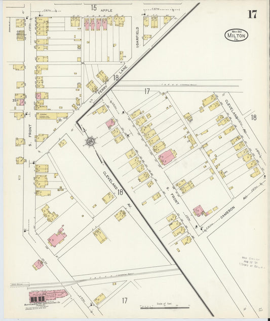 Sanborn Fire Insurance Map from Milton, Northumberland County, Pennsylvania (1913), Sheet #0017 - Historic Sanborn Fire Insurance Map Print, vintage old map wall art, antique decor, genealogy gift, Pennsylvania Pennsylvania map