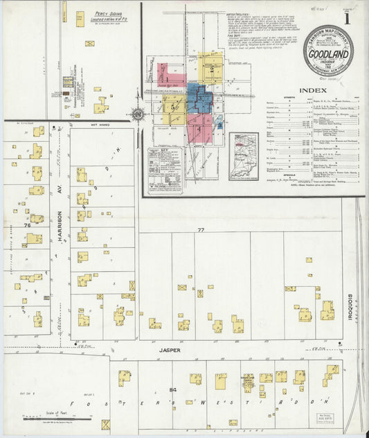 Sanborn Fire Insurance Map from Goodland, Newton County, Indiana (1921), Sheet #0001 - Historic Sanborn Fire Insurance Map Print, vintage old map wall art, antique decor, genealogy gift, Indiana Indiana map