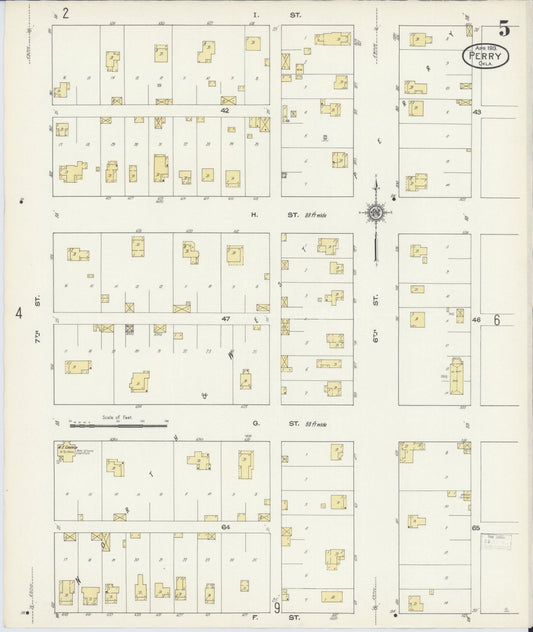 Sanborn Fire Insurance Map from Perry, Noble County, Oklahoma (1913), Sheet #0005 - Historic Sanborn Fire Insurance Map Print, vintage old map wall art, antique decor, genealogy gift, Oklahoma Oklahoma map