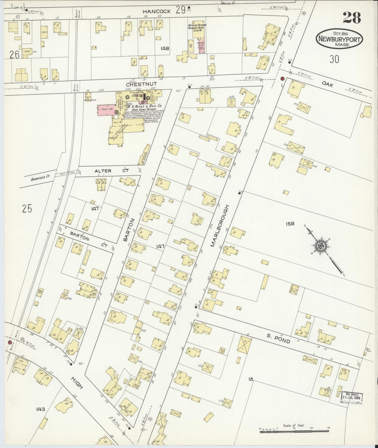 Sanborn Fire Insurance Map from Newburyport, Essex County, Massachusetts (1914), Sheet #0028 - Complete Map Set gallery image, historic Sanborn map, vintage wall art, Massachusetts Massachusetts