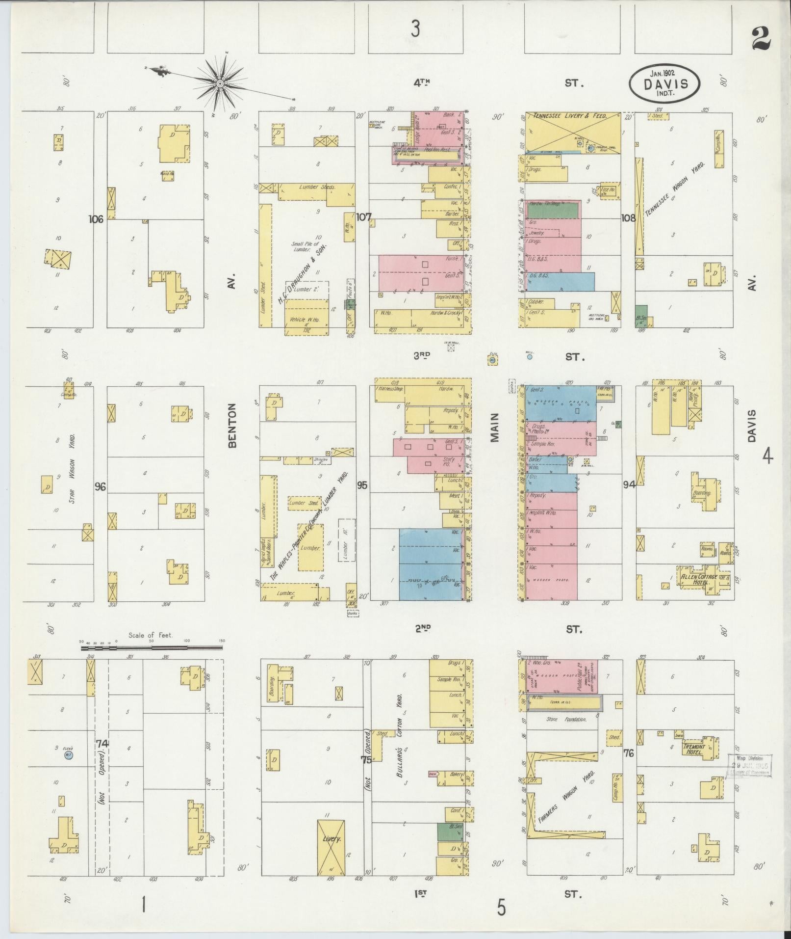 Sanborn Fire Insurance Map from Davis, Murray County, Oklahoma (1902), Sheet #0002 - Complete Map Set gallery image, historic Sanborn map, vintage wall art, Oklahoma Oklahoma