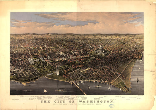 The City of Washington birds-eye view from the Potomac-looking north (1880) – Historic Bird’s-Eye View Panorama Print