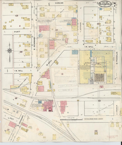 Sanborn Fire Insurance Map from Bloomfield, Greene County, Indiana (1940), Sheet #0007 - Complete Map Set gallery image, historic Sanborn map, vintage wall art, Indiana Indiana