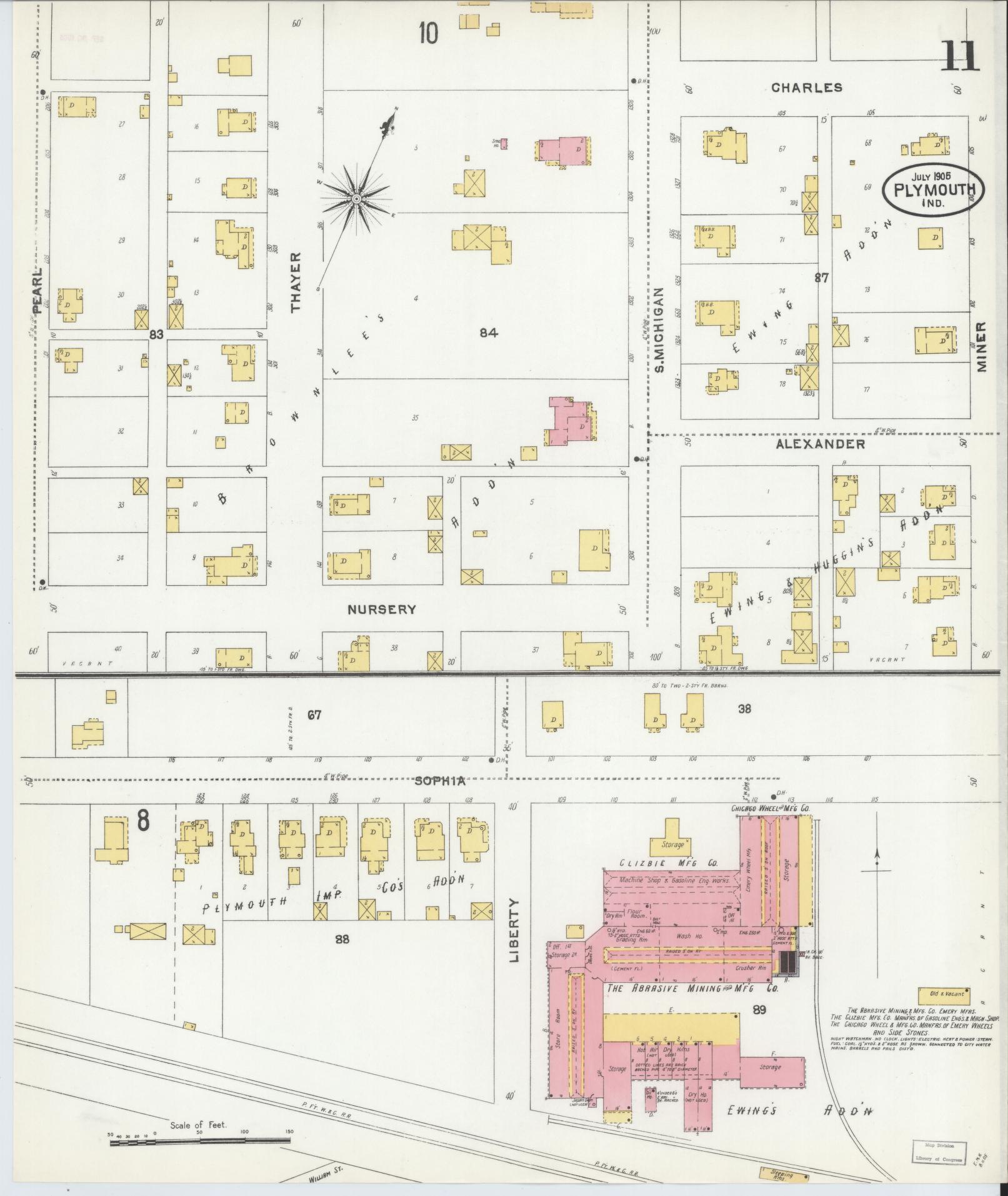 Sanborn Fire Insurance Map from Plymouth, Marhshall County, Indiana (1905), Sheet #0011 - Historic Sanborn Fire Insurance Map Print, vintage old map wall art, antique decor, genealogy gift, Indiana Indiana map