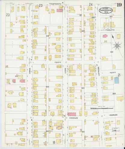 Sanborn Fire Insurance Map from Parkersburg, Wood County, West Virginia (1909), Sheet #0019 - Complete Map Set gallery image, historic Sanborn map, vintage wall art, West Virginia West Virginia