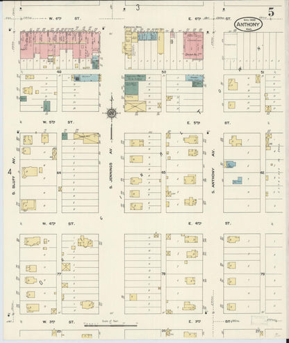Sanborn Fire Insurance Map from Anthony, Harper County, Kansas (1909), Sheet #0005 - Complete Map Set gallery image, historic Sanborn map, vintage wall art, Kansas Kansas