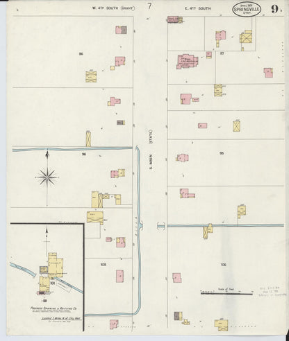 Sanborn Fire Insurance Map from Springville, Utah County, Utah (1908), Sheet #0009 - Complete Map Set gallery image, historic Sanborn map, vintage wall art, Springville Utah