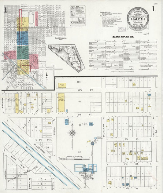 Sanborn Fire Insurance Map from Hialeah, Dade County, Florida (1926), Sheet #0001 - Historic Sanborn Fire Insurance Map Print, vintage old map wall art, antique decor, genealogy gift, Florida Florida map