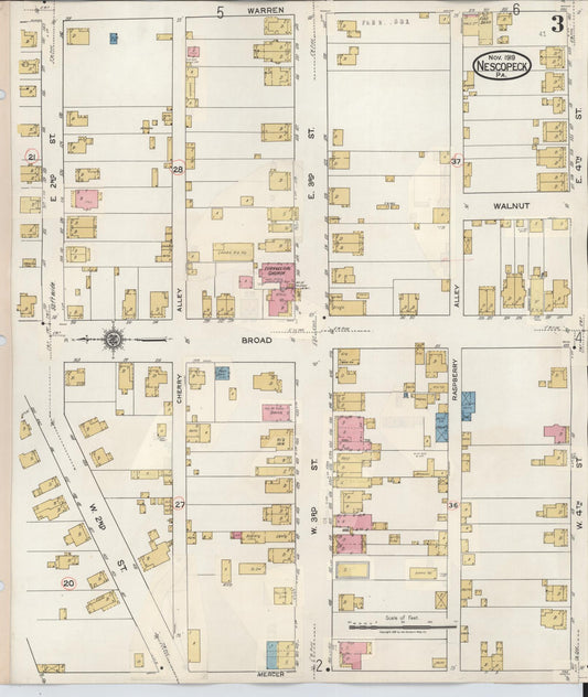 Sanborn Fire Insurance Map from Nescopeck, Luzerne County, Pennsylvania (1936), Sheet #0003 - Historic Sanborn Fire Insurance Map Print, vintage old map wall art, antique decor, genealogy gift, Pennsylvania Pennsylvania map