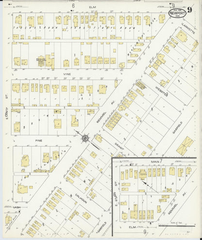 Sanborn Fire Insurance Map from Newport, Jackson County, Arkansas (1914), Sheet #0009 - Complete Map Set gallery image, historic Sanborn map, vintage wall art, Arkansas Arkansas