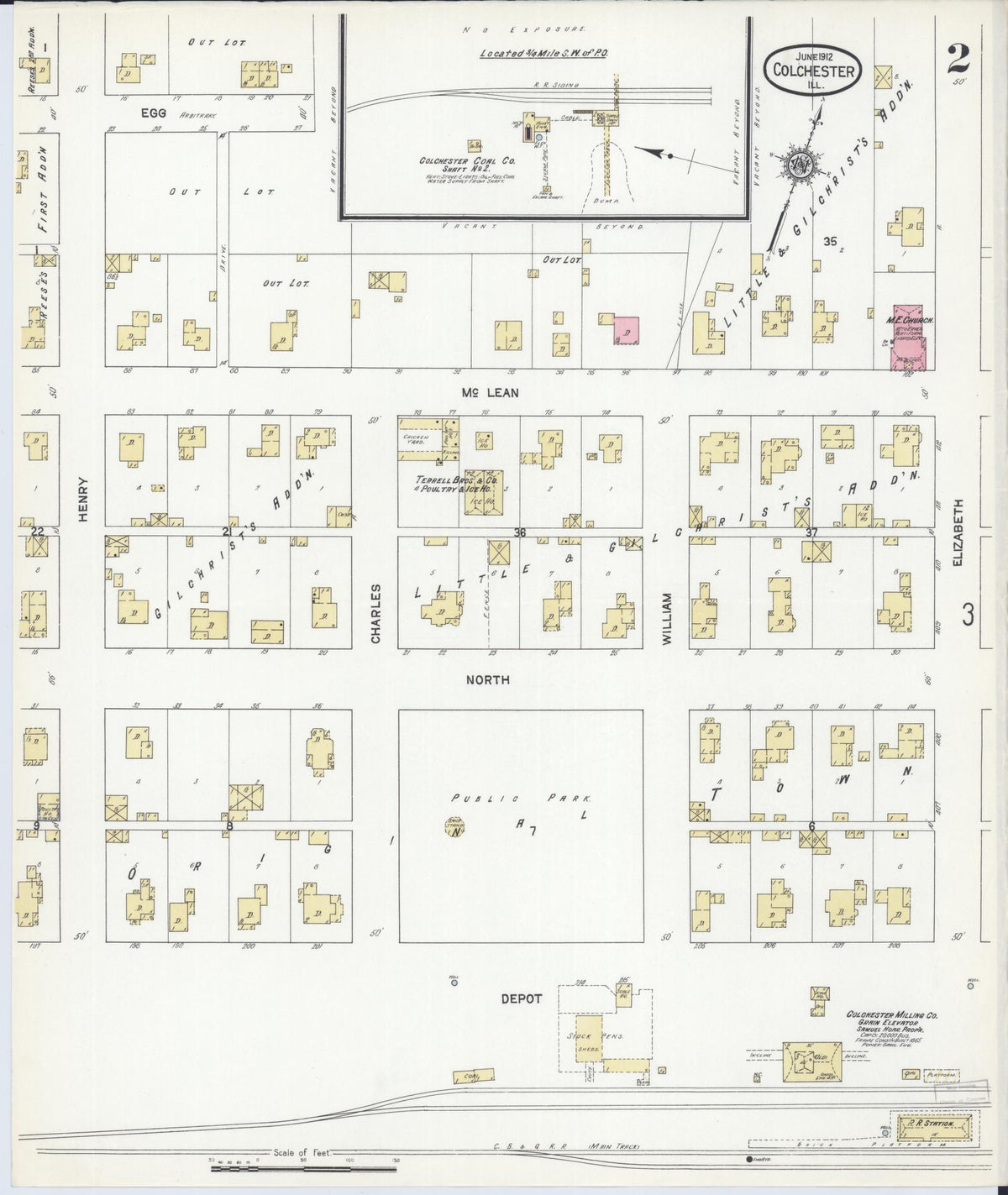 Sanborn Fire Insurance Map from Colchester, Mcdonough County, Illinois (1912), Sheet #0002 - Historic Sanborn Fire Insurance Map Print, vintage old map wall art, antique decor, genealogy gift, Illinois Illinois map