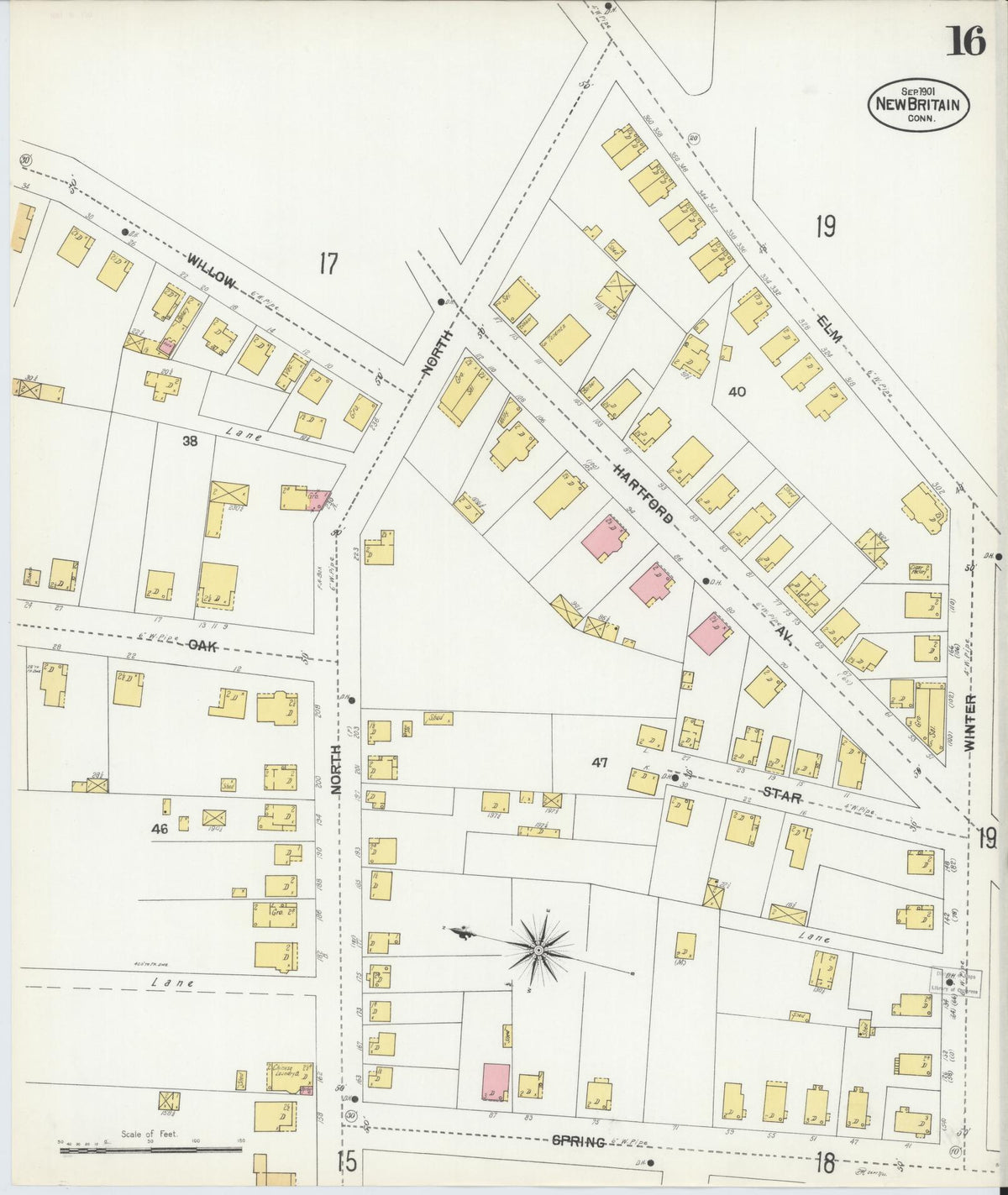 Sanborn Fire Insurance Map from New Britain, Hartford County, Connecticut (1901), Sheet #0016 - Complete Map Set gallery image, historic Sanborn map, vintage wall art, Connecticut Connecticut