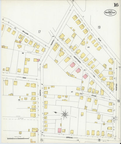 Sanborn Fire Insurance Map from New Britain, Hartford County, Connecticut (1901), Sheet #0016 - Complete Map Set gallery image, historic Sanborn map, vintage wall art, Connecticut Connecticut