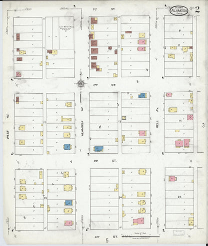 Sanborn Fire Insurance Map from Alamosa, Alamosa County, Colorado (1919), Sheet #0002 - Complete Map Set gallery image, historic Sanborn map, vintage wall art, Colorado Colorado